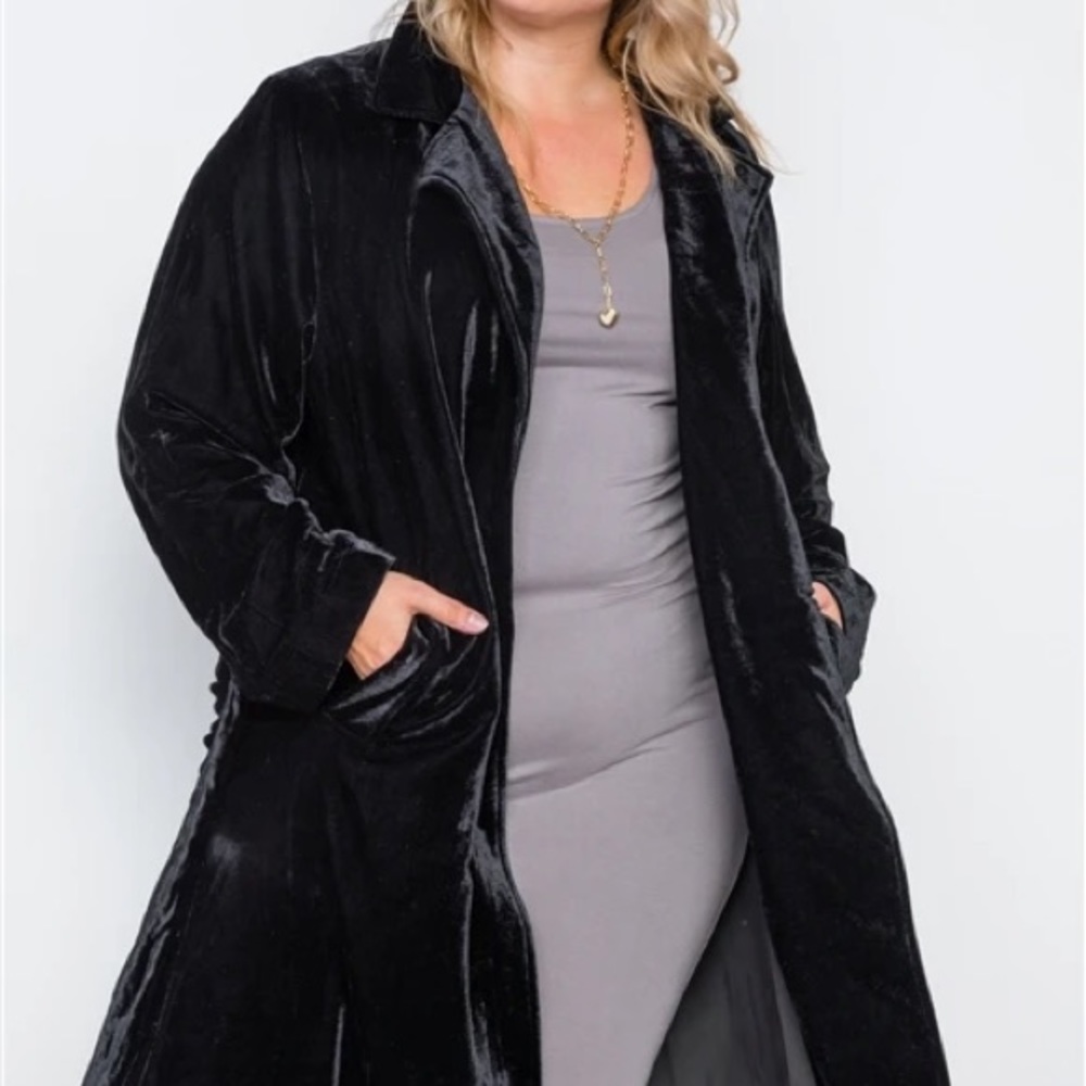 Vintage Black Velvet trenchcoat